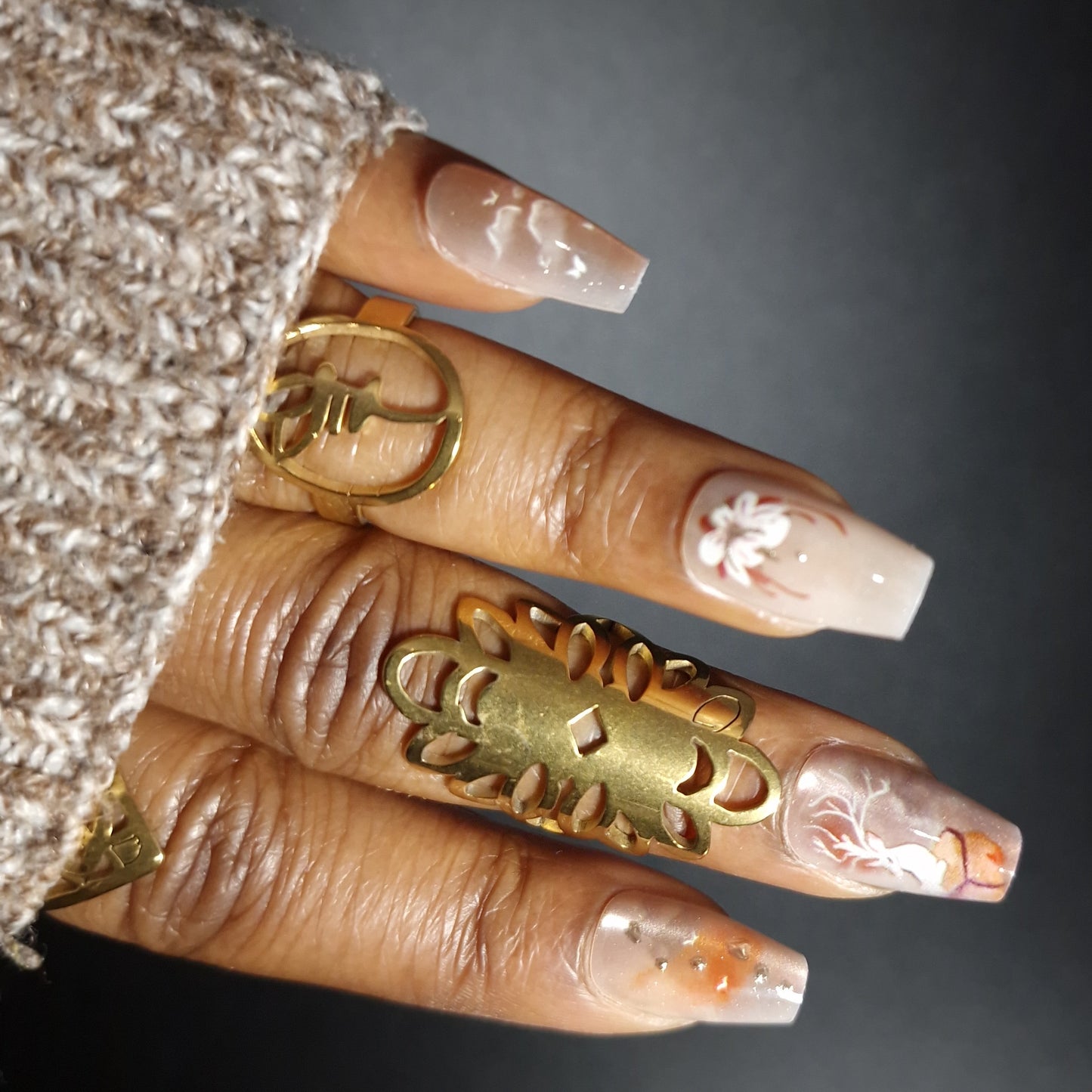 Golden Forest (Medium) - Press On Nails