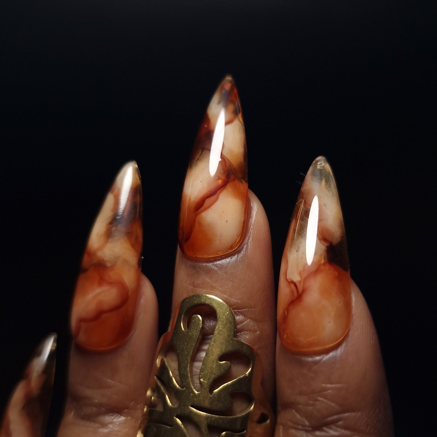 Marble Flame - Press On Nails