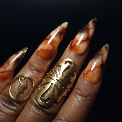 Marble Flame - Press On Nails