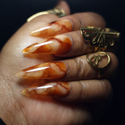 Marble Flame - Press On Nails