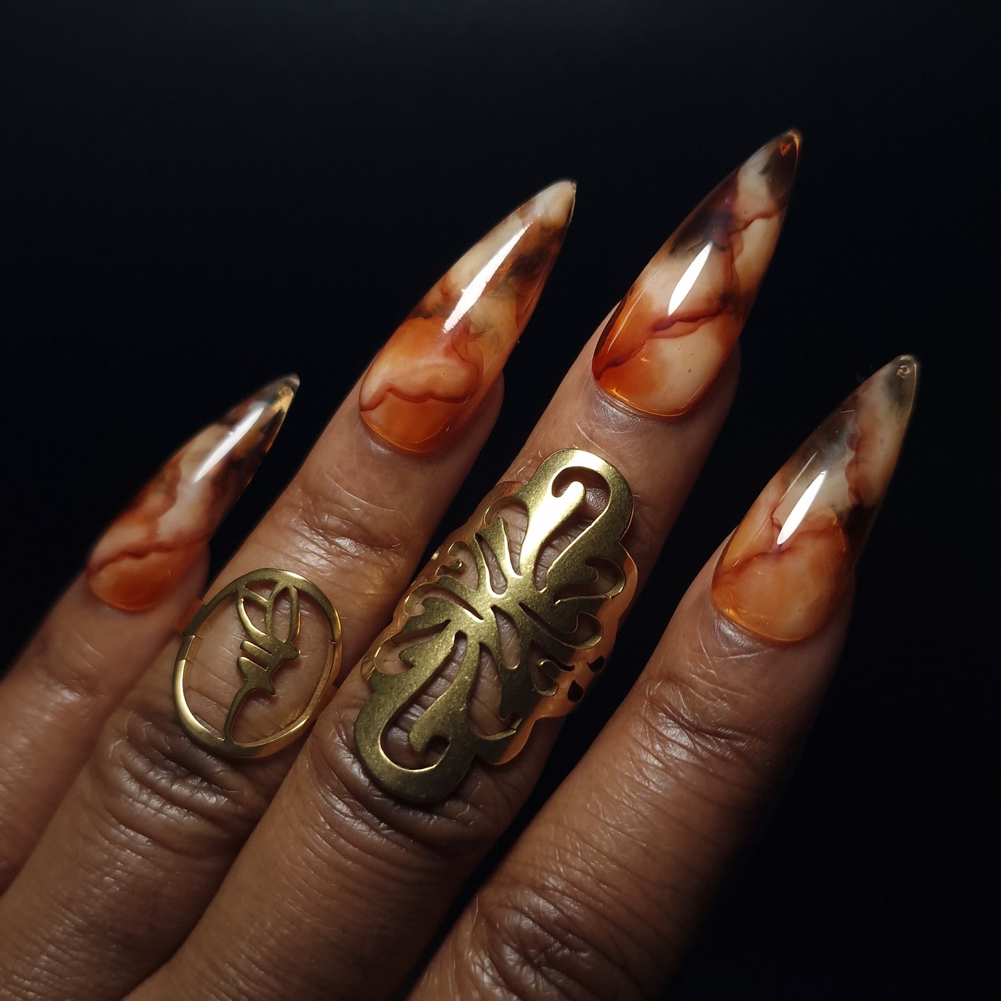 Marble Flame - Press On Nails