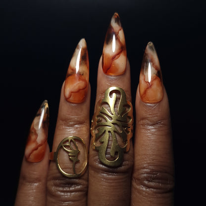 Marble Flame - Press On Nails